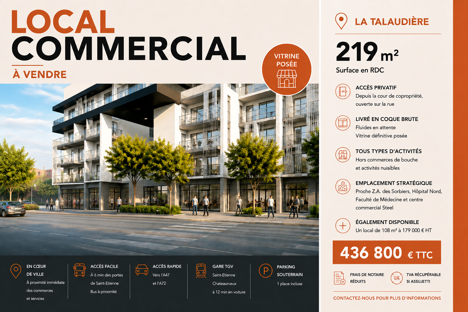 VENTE LOCAL COMMERCIAL LA TALAUDIÈRE (42)